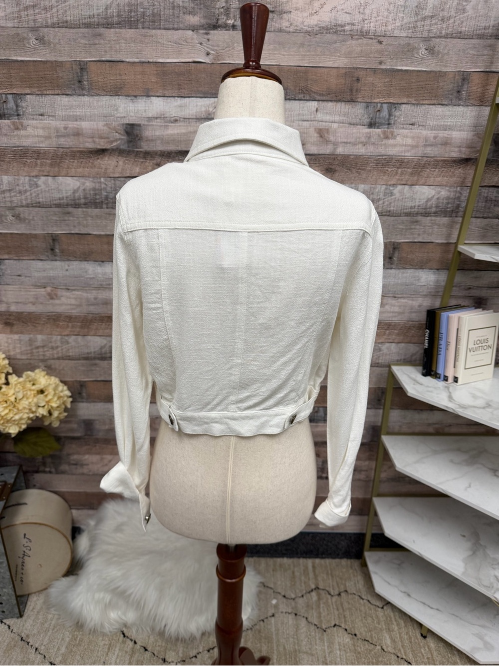 Style Rack White Textured Cropped Jacket S - Picture 3 of 5